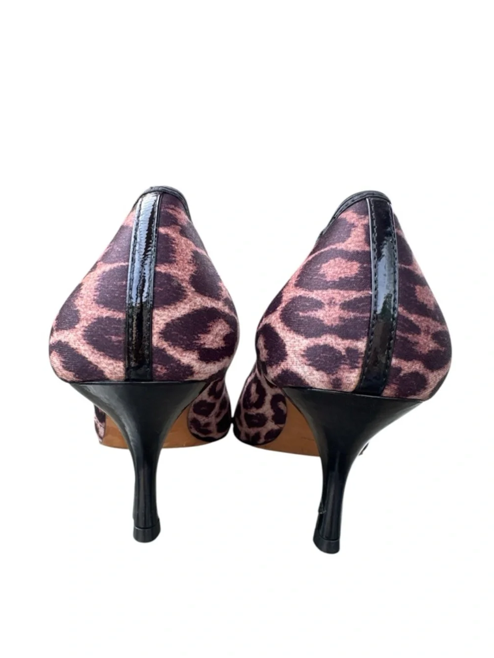 Donald J. Pliner Brown/Black Leopard-Print Pointed kitten Pumps, Size 8.5